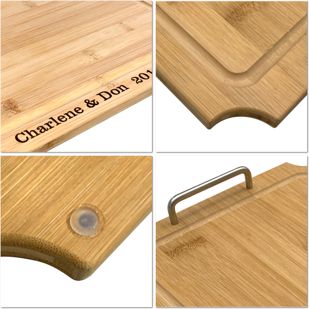 Wood Cutting Board, Large Cutting Board, With Rubberized Feet
